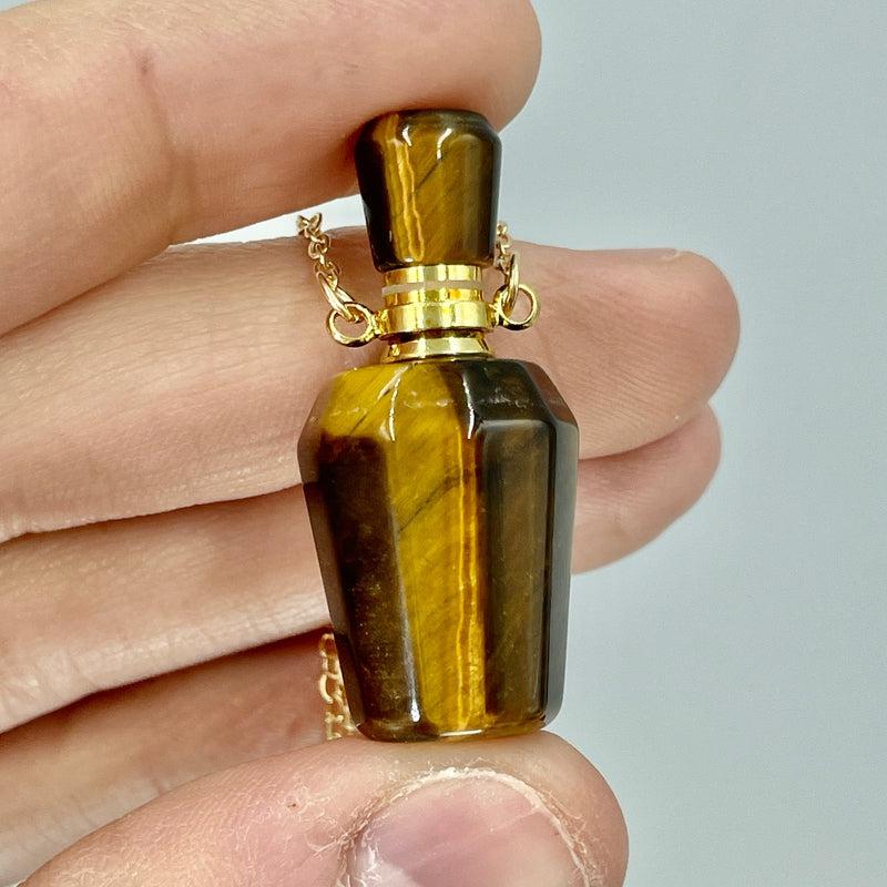 Polished Gemstone Perfume Oil Bottle Necklace || Aroma Oil Bottles || Brazil-Nature's Treasures