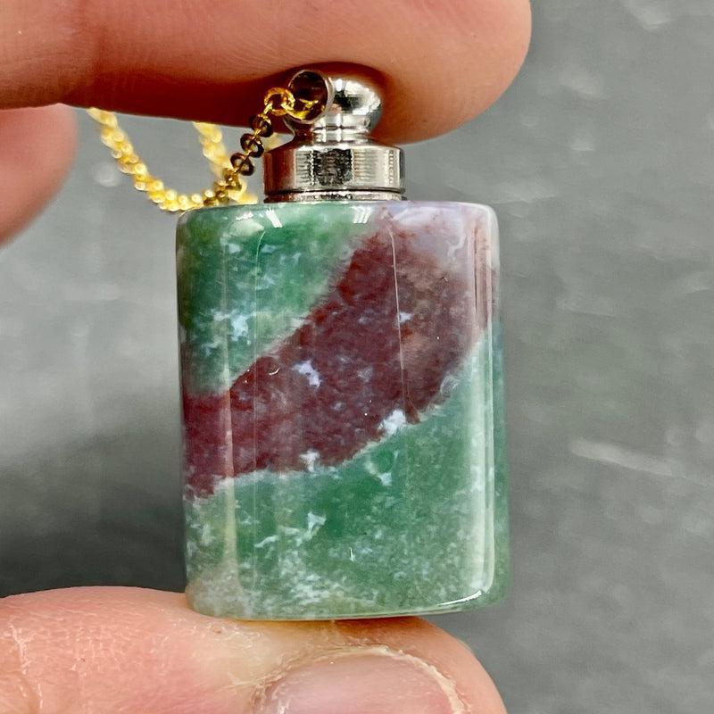 Polished Gemstone Perfume Oil Bottle Necklace || Aroma Oil Bottles || Brazil-Nature's Treasures