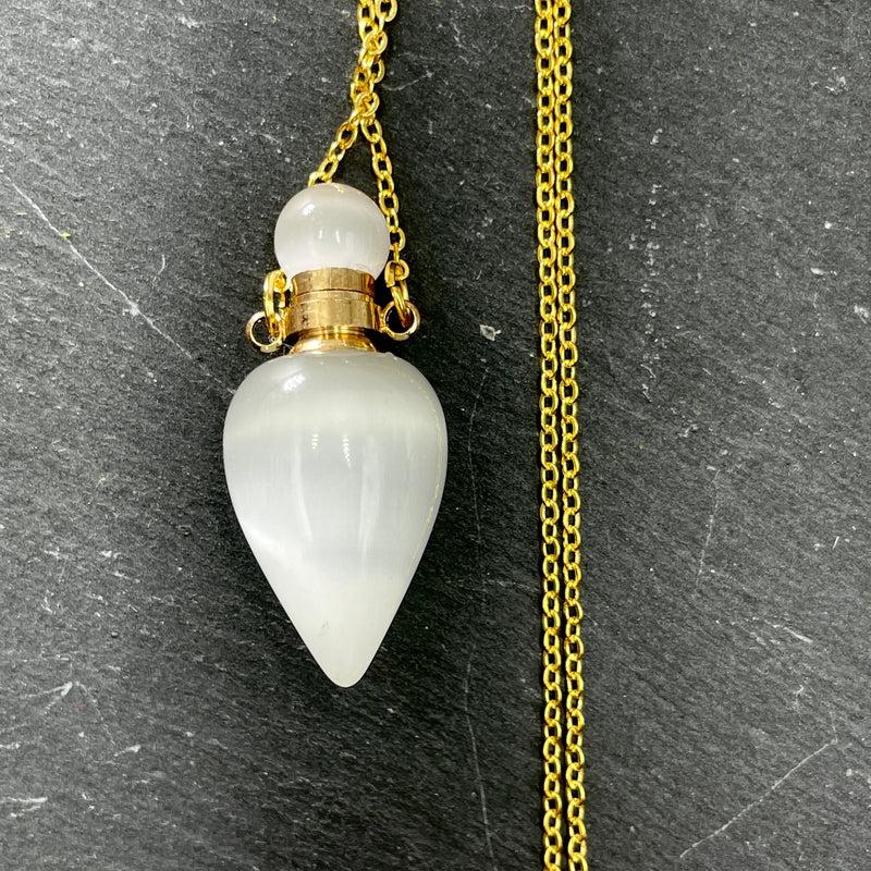 Polished Gemstone Perfume Oil Bottle Necklace || Aroma Oil Bottles || Brazil-Nature's Treasures