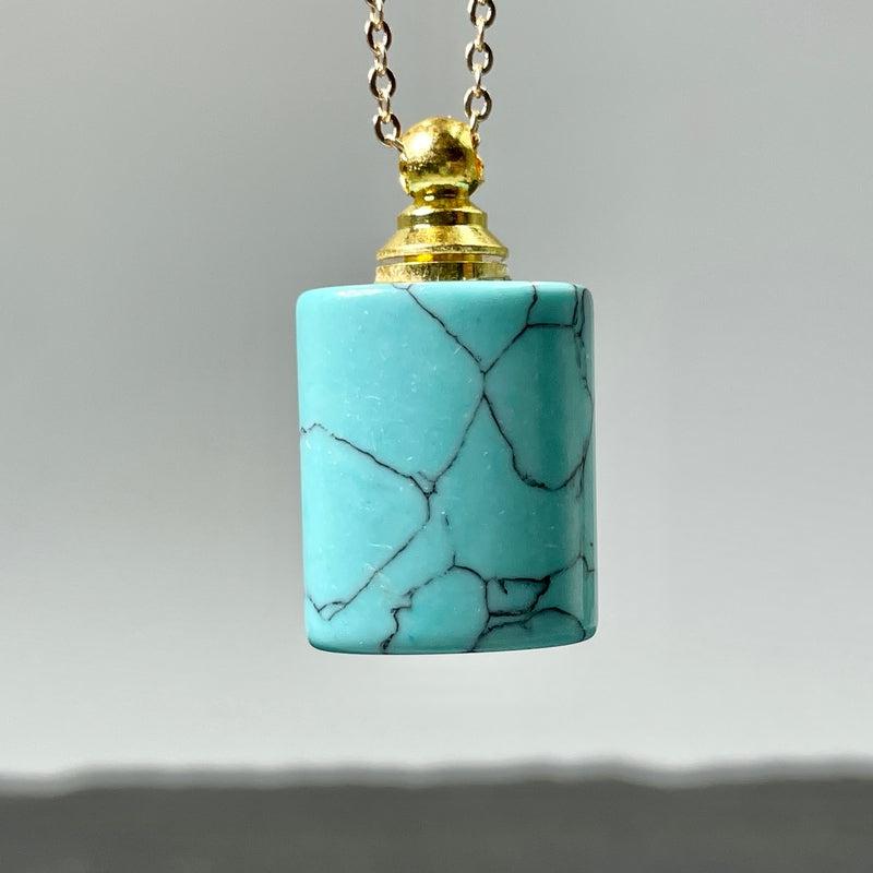 Polished Gemstone Perfume Oil Bottle Necklace || Aroma Oil Bottles || Brazil-Nature's Treasures