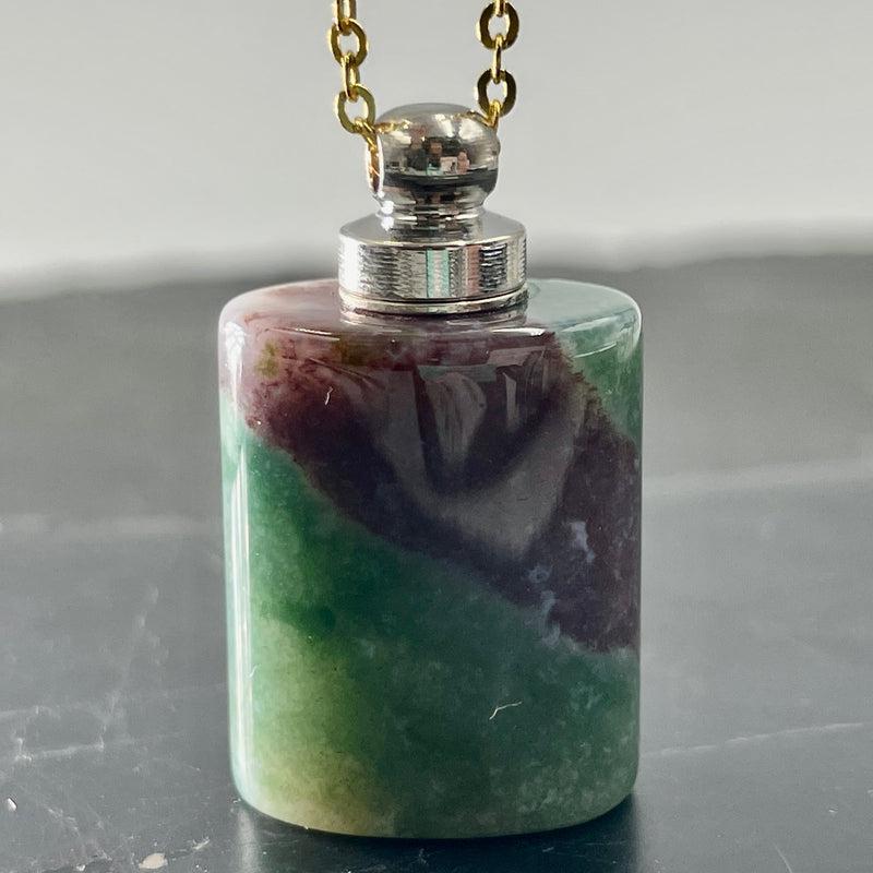Polished Gemstone Perfume Oil Bottle Necklace || Aroma Oil Bottles || Brazil-Nature's Treasures