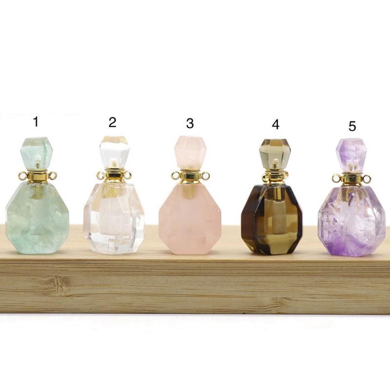Polished Gemstone Perfume Oil Bottle Necklace || Aroma Oil Bottles || Brazil-Nature's Treasures
