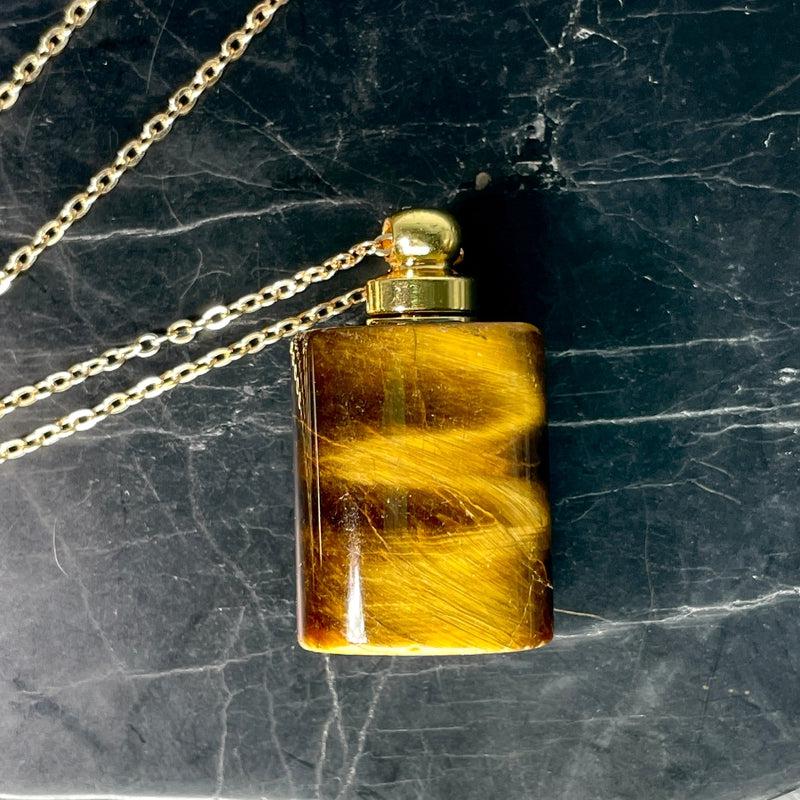 Polished Gemstone Perfume Oil Bottle Necklace || Aroma Oil Bottles || Brazil-Nature's Treasures