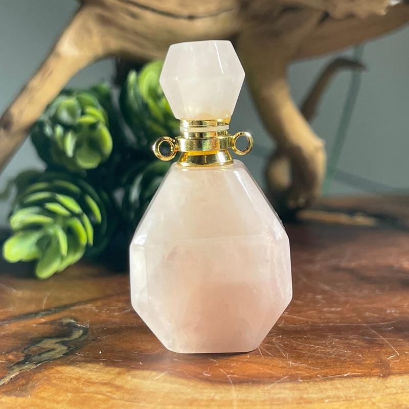 Polished Gemstone Perfume Oil Bottle Necklace || Aroma Oil Bottles || Brazil-Nature's Treasures