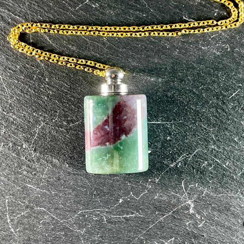 Polished Gemstone Perfume Oil Bottle Necklace || Aroma Oil Bottles || Brazil-Nature's Treasures