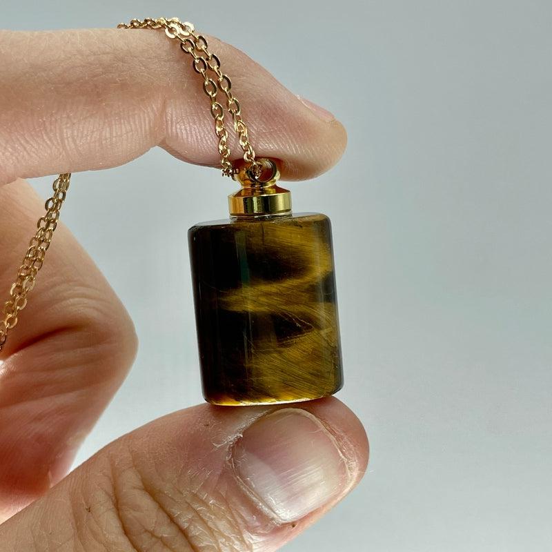Polished Gemstone Perfume Oil Bottle Necklace || Aroma Oil Bottles || Brazil-Nature's Treasures