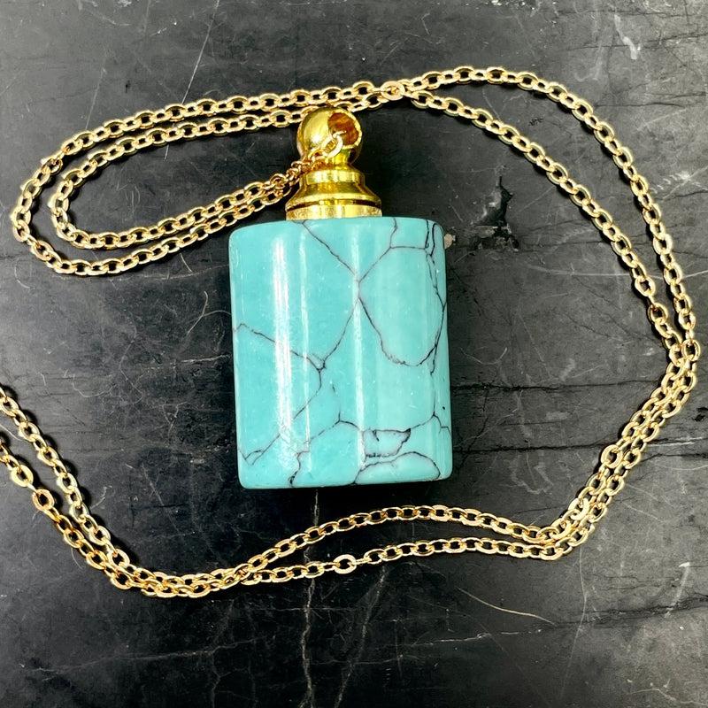 Polished Gemstone Perfume Oil Bottle Necklace || Aroma Oil Bottles || Brazil-Nature's Treasures