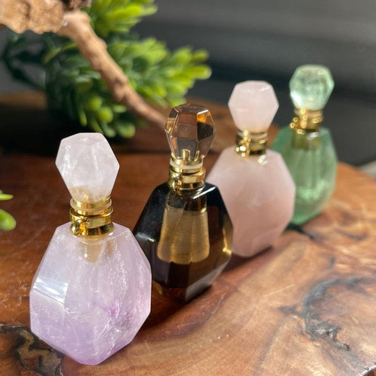 Polished Gemstone Perfume Oil Bottle Necklace || Aroma Oil Bottles || Brazil-Nature's Treasures