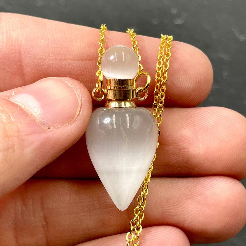 Polished Gemstone Perfume Oil Bottle Necklace || Aroma Oil Bottles || Brazil-Nature's Treasures