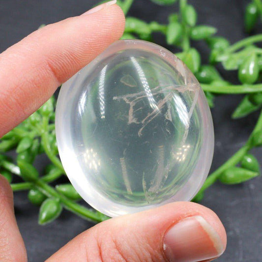 Polished Girasol Quartz Palm Stones || Aura Protection || Madagascar-Nature's Treasures