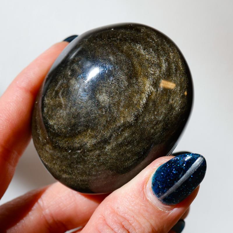 Polished Gold Sheen Obsidian Palm Stones || Trunk Show 2024-Nature's Treasures