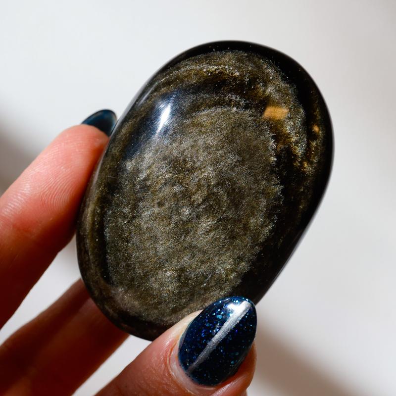 Polished Gold Sheen Obsidian Palm Stones || Trunk Show 2024-Nature's Treasures