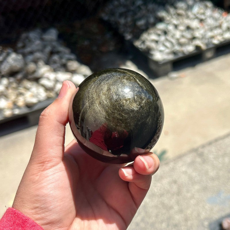 Polished Gold Sheen Obsidian Spheres || Protection || Mexico-Nature's Treasures