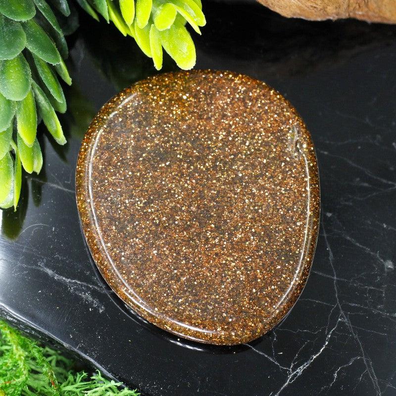 Polished Goldstone Flat Palm Stones || Confidence || China-Nature's Treasures