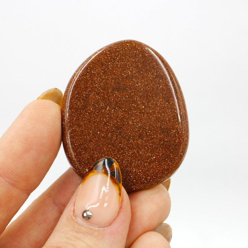 Polished Goldstone Flat Palm Stones || Confidence || China-Nature's Treasures