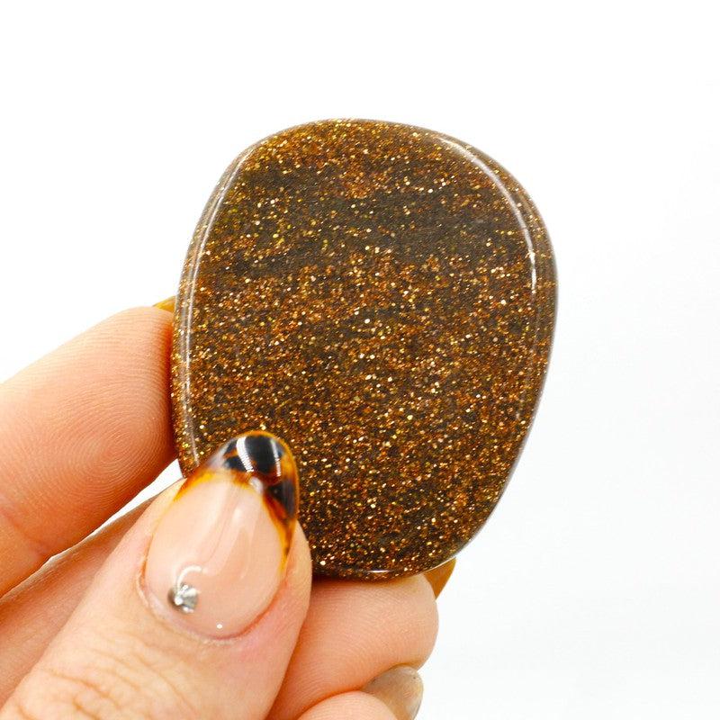 Polished Goldstone Flat Palm Stones || Confidence || China-Nature's Treasures
