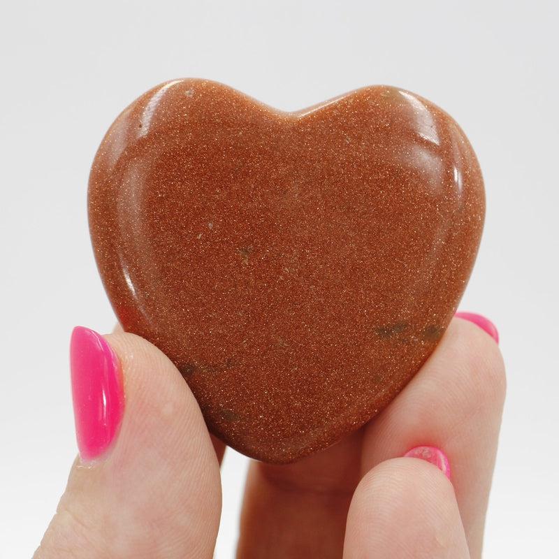 Polished Goldstone Flat Pocket Hearts || Grounding, Self-Reflection || China-Nature's Treasures