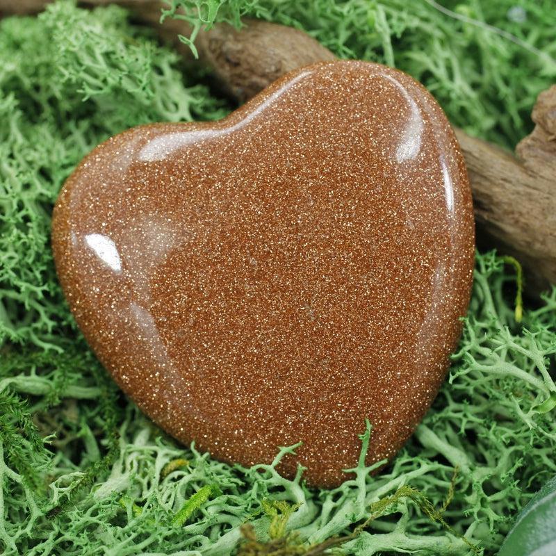 Polished Goldstone Flat Pocket Hearts || Grounding, Self-Reflection || China