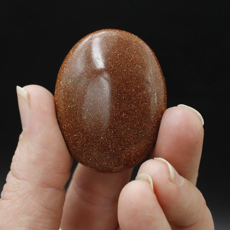 Polished Goldstone Palm Stones || Grounding, Passion || India-Nature's Treasures