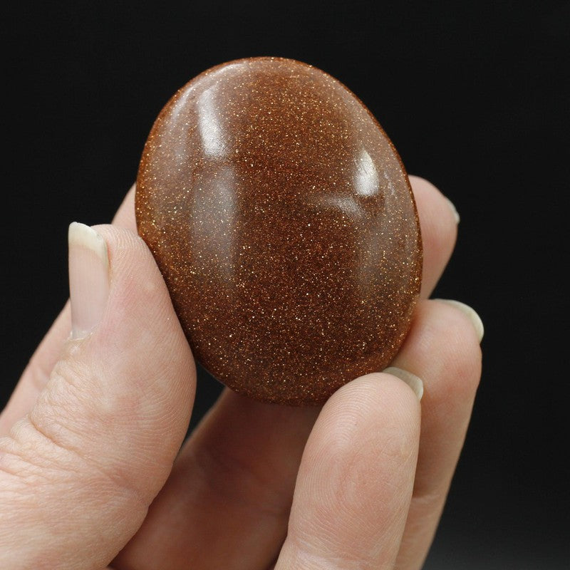 Polished Goldstone Palm Stones || Grounding, Passion || India-Nature's Treasures