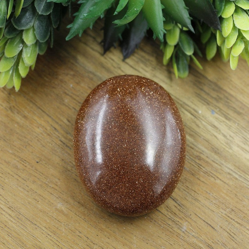 Polished Goldstone Palm Stones || Grounding, Passion || India