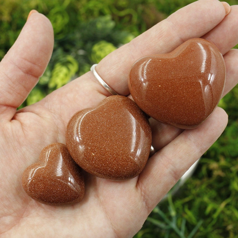Polished Goldstone Pocket Hearts || Grounding, Self-Reflection || China-Nature's Treasures