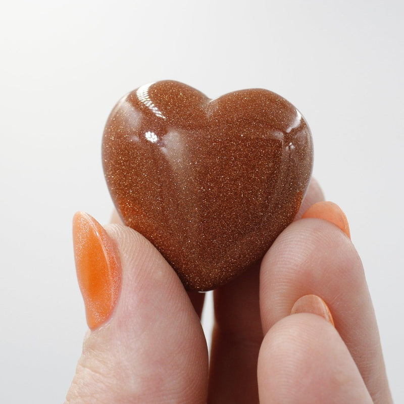 Polished Goldstone Pocket Hearts || Grounding, Self-Reflection || China-Nature's Treasures