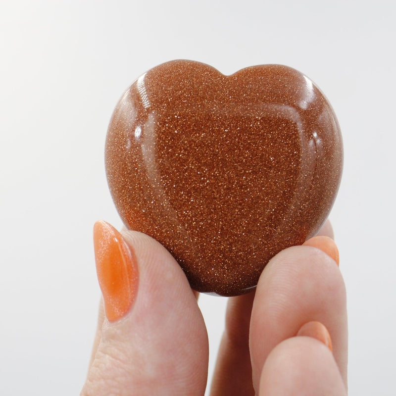 Polished Goldstone Pocket Hearts || Grounding, Self-Reflection || China-Nature's Treasures