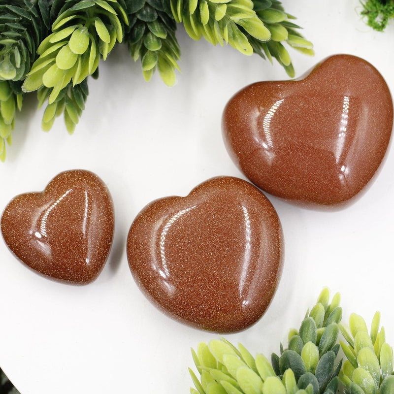 Polished Goldstone Pocket Hearts || Grounding, Self-Reflection || China-Nature's Treasures