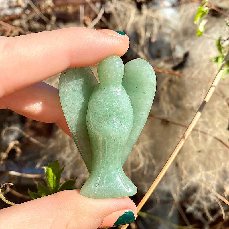 Polished Green Aventurine Angel Carvings || Abundance || India-Nature's Treasures