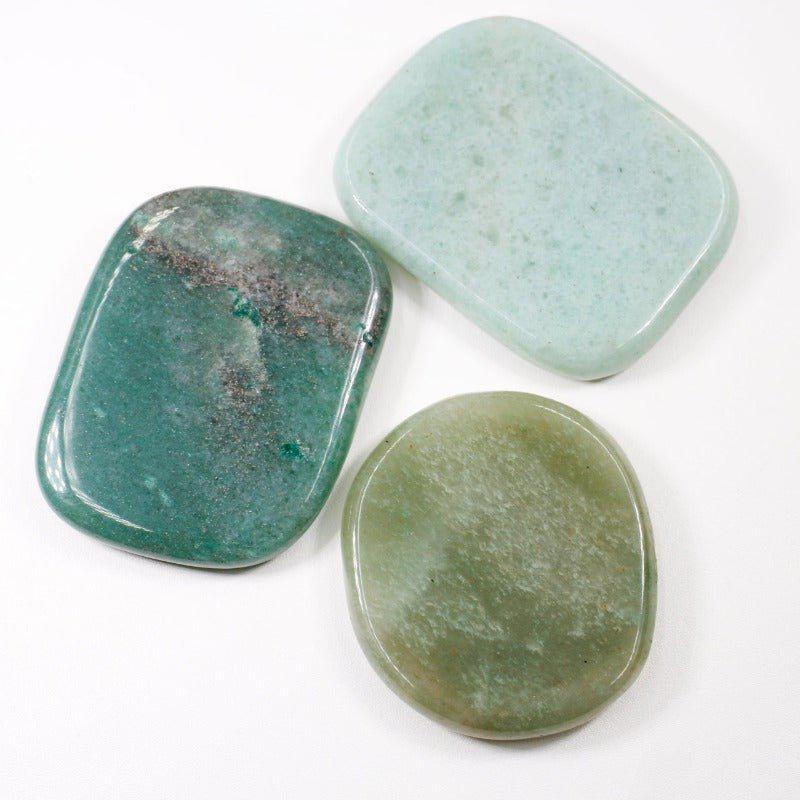 Polished Green Aventurine Large Flat Palm Stones || India-Nature's Treasures