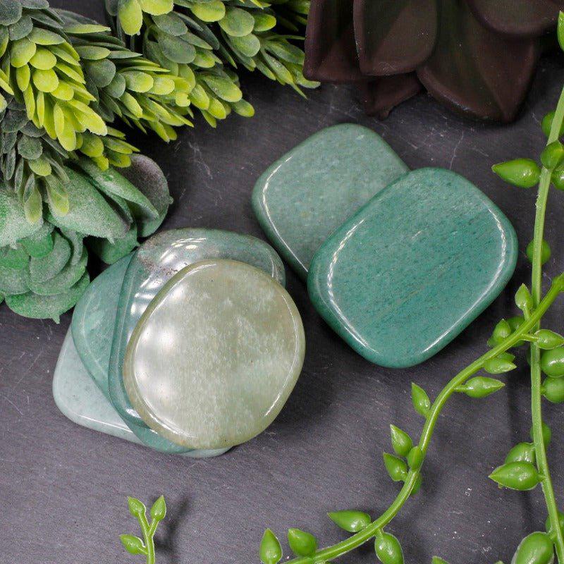 Polished Green Aventurine Large Flat Palm Stones || India-Nature's Treasures