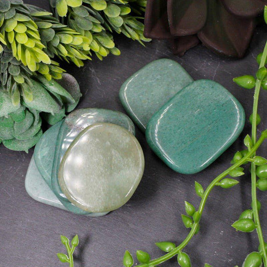 Polished Green Aventurine Large Flat Palm Stones || India-Nature's Treasures