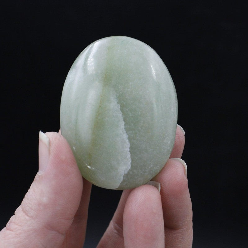 Polished Green Aventurine Palm Stones || Compassion || India-Nature's Treasures