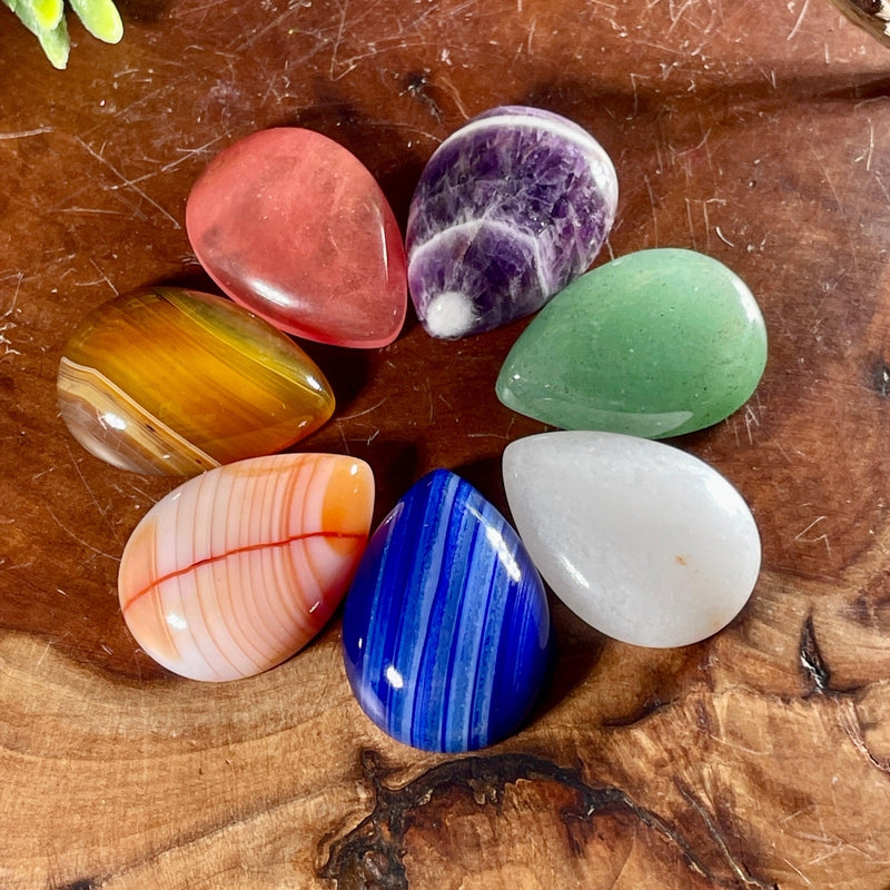 Polished Half Sided Tear Drop Cabochon Chakra Set-Nature's Treasures