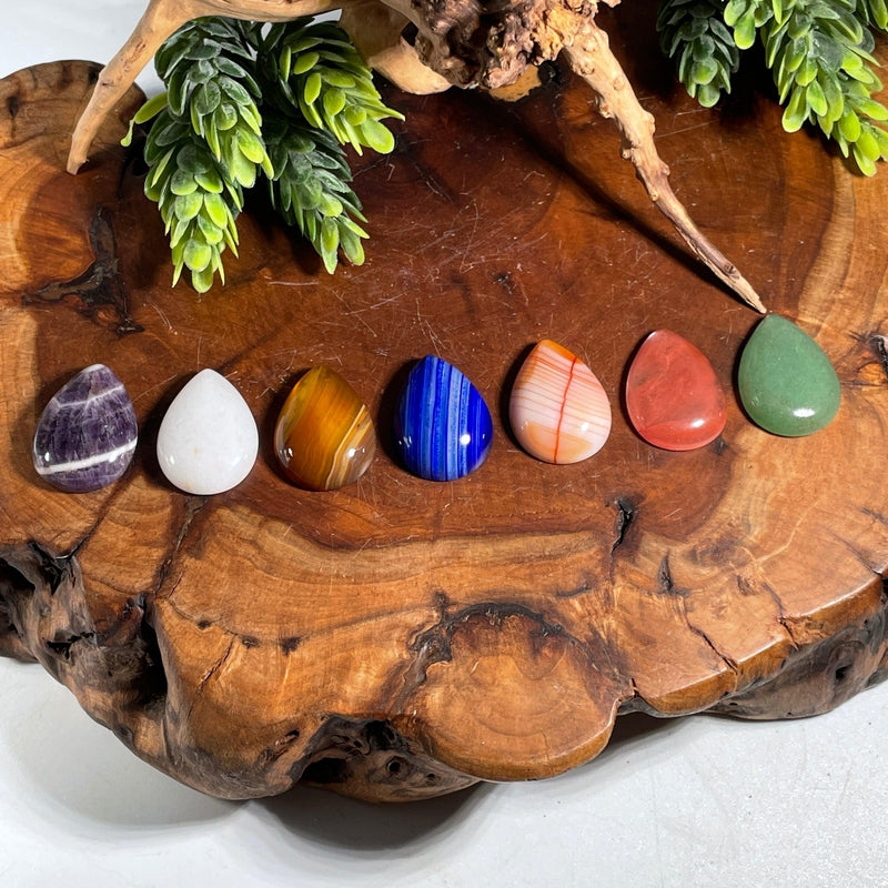 Polished Half Sided Tear Drop Cabochon Chakra Set-Nature's Treasures