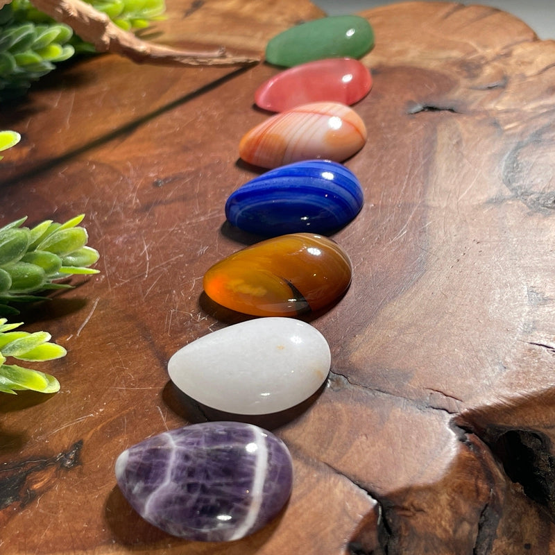 Polished Half Sided Tear Drop Cabochon Chakra Set-Nature's Treasures