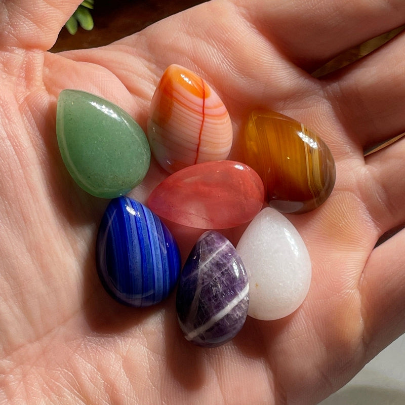 Polished Half Sided Tear Drop Cabochon Chakra Set-Nature's Treasures