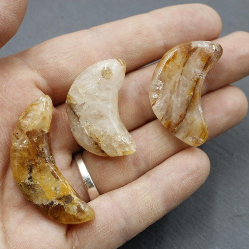 Polished Hematoid Quartz Moon Carvings || Spiritual Awakening-Nature's Treasures