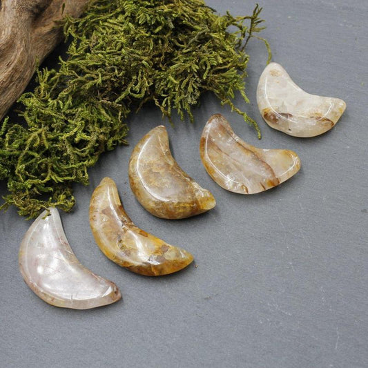 Polished Hematoid Quartz Moon Carvings || Spiritual Awakening-Nature's Treasures