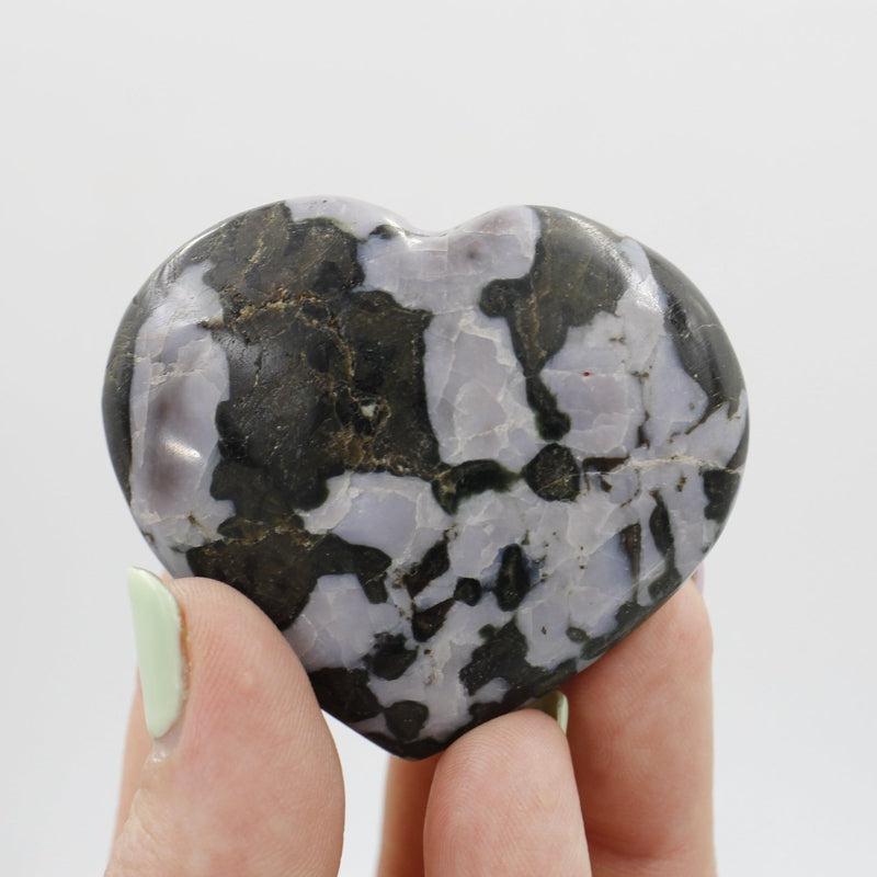 Polished Indigo Gabbro Hearts || Shadow Work, Grounding, Psychic Enhancer || Madagascar-Nature's Treasures