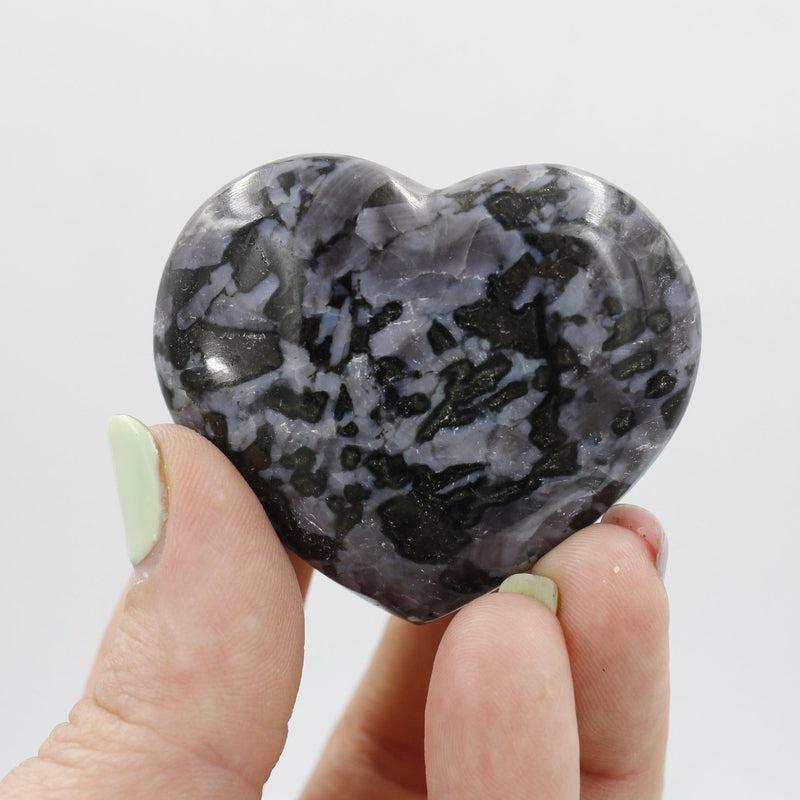 Polished Indigo Gabbro Hearts || Shadow Work, Grounding, Psychic Enhancer || Madagascar-Nature's Treasures