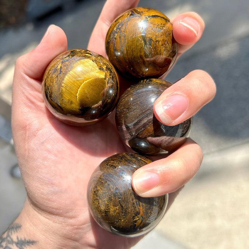 Polished Iron Tiger's Eye Spheres || Motivation || Canada-Nature's Treasures