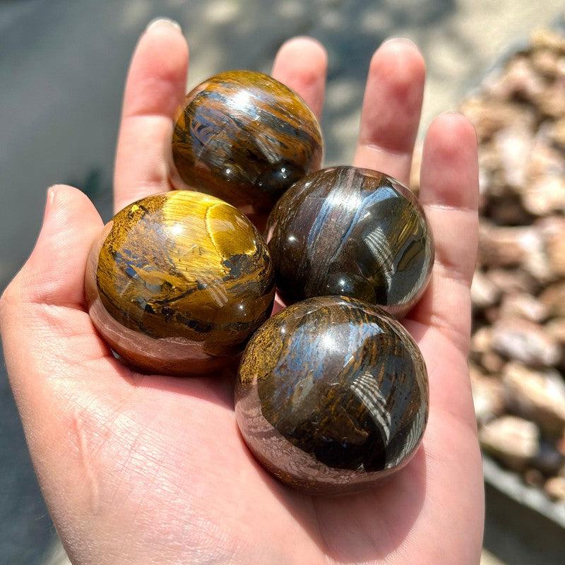 Polished Iron Tiger's Eye Spheres || Motivation || Canada-Nature's Treasures