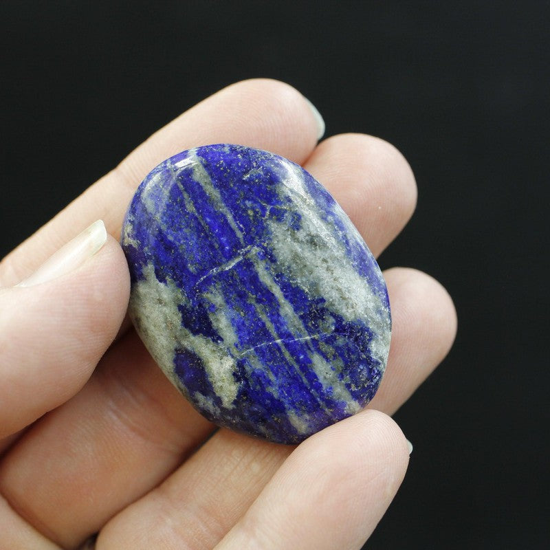 Polished Lapis Lazuli Palm Stones || Truth, Communication || India-Nature's Treasures