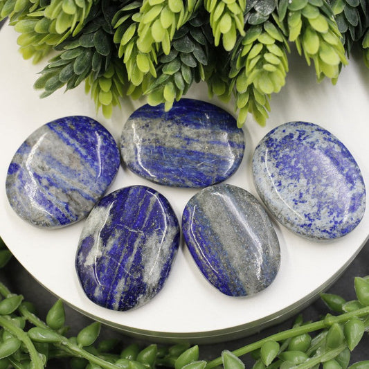 Polished Lapis Lazuli Palm Stones || Truth, Communication || India-Nature's Treasures