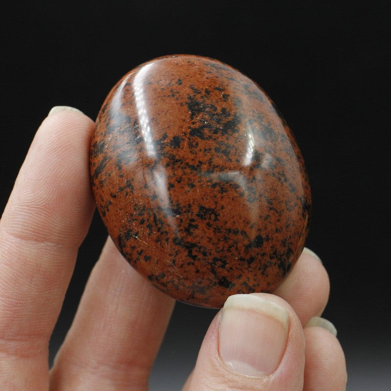 Polished Mahogany Glass Obsidian Palm Stones || India-Nature's Treasures