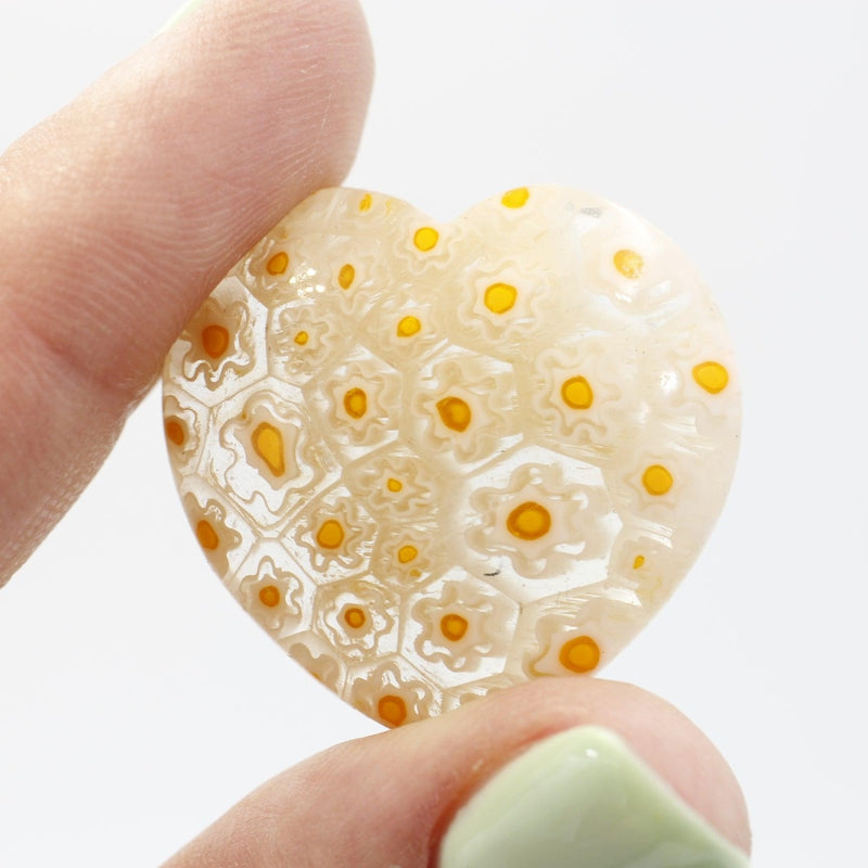 Polished Millefiori Glass Pocket Hearts || Calmness, Joy, Inner-Love || Italy-Nature's Treasures