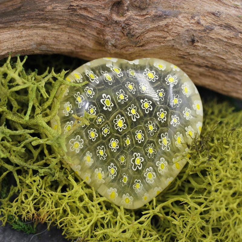 Polished Millefiori Glass Pocket Hearts || Calmness, Joy, Inner-Love || Italy-Nature's Treasures
