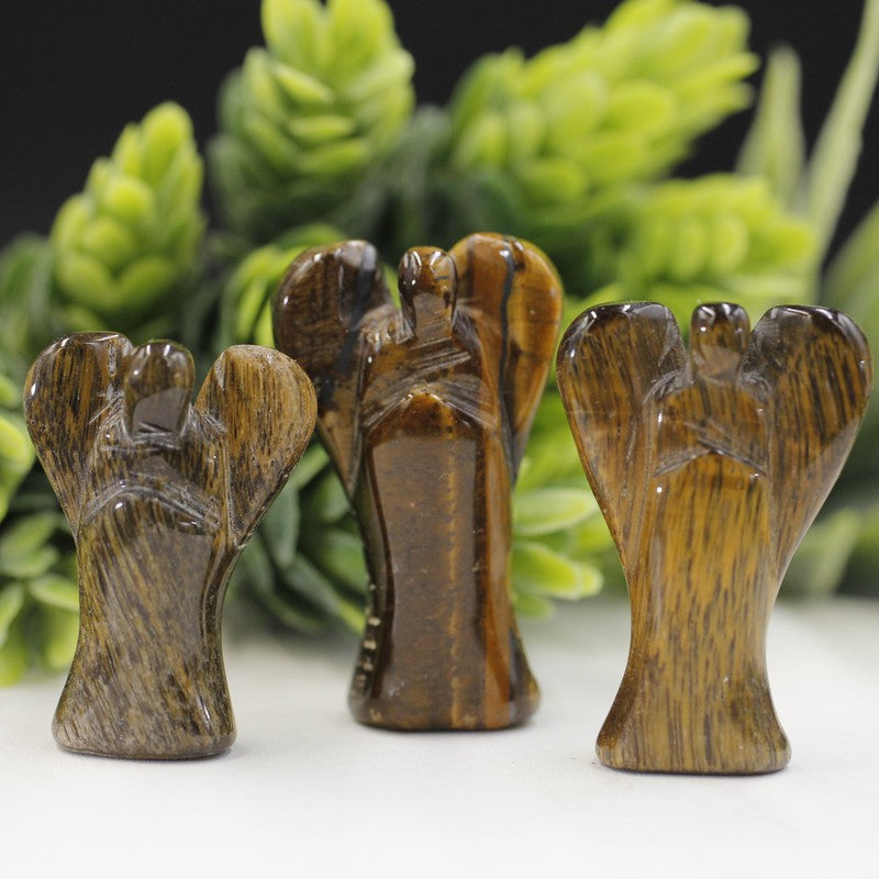 Polished Mini Yellow Tiger's Eye Angel Carvings || Balance-Nature's Treasures